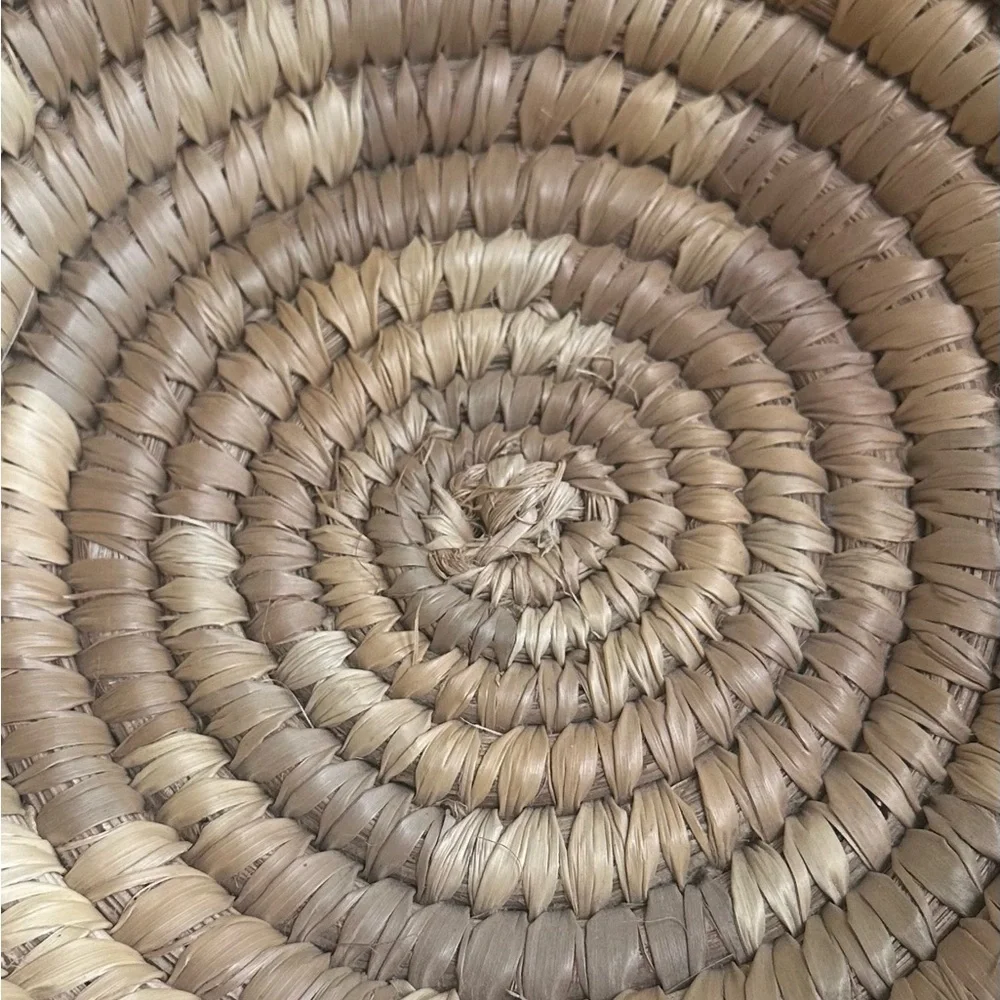 Vintage Bahamas Handwoven Straw Basket Bowl Boho Tropical Decor